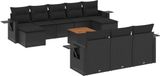 vidaXL Loungeset met kussens, polyrattan, zwart