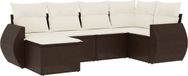 vidaXL 6-delige Loungeset met kussens, polyrattan, bruin