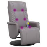 VidaXL Elektrische Massagestoel Grijs Kunstleer