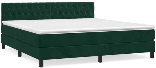 vidaXL Boxspring met matras fluweel donkergroen 180x200 cm