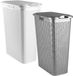 Plasticforte panier à linge avec couvercle - set de 2 - blanc / argent - 48 litres