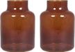 Floran Bloemenvaas Milan - 2x - transparant bruin glas - D15 x H20 cm - melkbus vaas met smalle hals