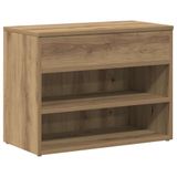 VidaXL Schoenenbankje Hout Artisanaal Eikenkleur 60x30x45 cm