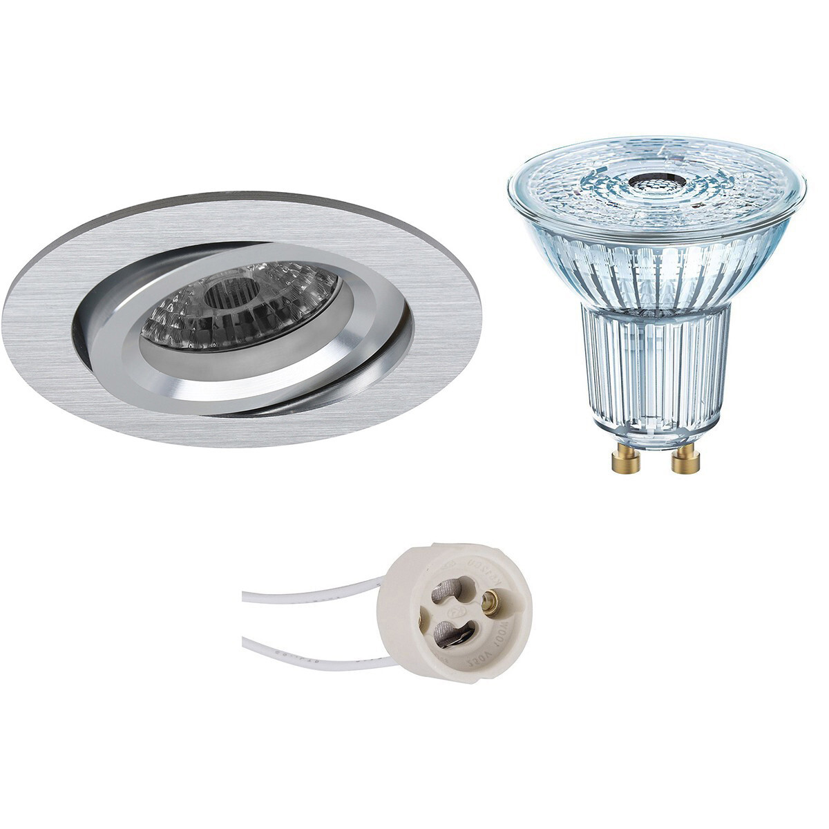 Osram - LED Spot Set - Parathom PAR16 940 36D - Pragmi Aerony Pro - GU10 Fitting - Dimbaar - Inbouw Rond - Mat Zilver - 5.5W - Natuurlijk Wit 4000K - Kantelbaar - Ã˜82mm