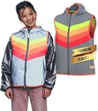 GOFLUO - Fluohesje Kind Darkflow - Veiligheidshesje - Reflecterend - Regenboog - Moeder Dochter - 4-6Y - Grey reflective