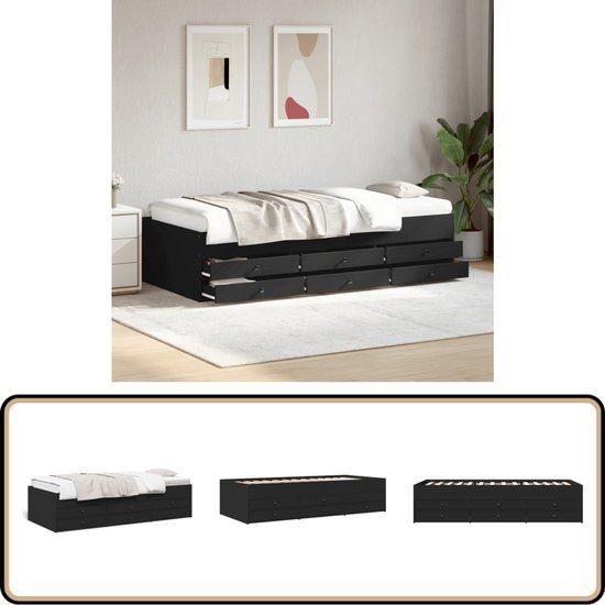 vidaXL Slaapbank met lades zonder matras 75x190 cm zwart