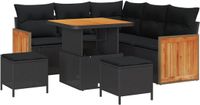 vidaXL Ensemble de banc de jardin 8 pièces avec coussins polyrotin noir acacia