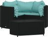 vidaXL 4-delige Loungeset met kussens poly rattan noir - vert