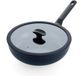 BK Enjoy Hapjespan 28cm met deksel – 3.4L – PFAS-vrije antikleeflaag – Hapjespan inductie – Keramische pan - Ovenbestendig tot 160°C – Koudgrepen - Met glazen deksel - Oxford Blue
