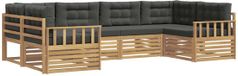 vidaXL Ensemble de salon d'angle 6 pièces Blanc et Anthracite Acacia Bois