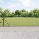 vidaXL Gelast hekwerk met betonnen voetstuk, 10 x 0,4 m, grijs, gaas