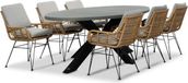 BUITEN living Stockholm/Carlos taupe dining tuinset 7-delig | betonlook + wicker | 240cm ovaal | 6 personen