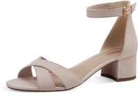 Tamaris - Dames - Sandalen met hak - Sleehak - 3-4 cm - Textiel - Rubber - Gesp - Ivoor - Maat 36