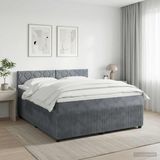 vidaXL Boxspringbed met matras Donkergrijs 160 x 200 cm Fluweel