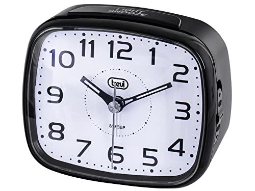 Trevi SL 3054 kwartshorloge met wekker, grote wijzerplaat, snooze/lichtknop, geluidsarm uurwerk SWEEP, zwart