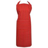 DII 100% katoen, professionele gestreepte kok schort, unisex restaurant keukenschort, verstelbare nekband en taillebanden, machinewasbaar, voorzak, perfect om te koken, bakken, BBQ - Tango rood