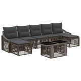 vidaXL Tuinbank Set 8-st Grijs en Donkergrijs Poly Rattan