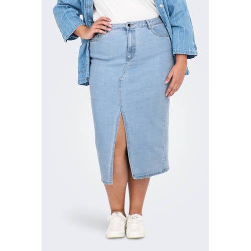 ONLY CARMAKOMA Dames Rokken - Light Blue Denim - Maat 54