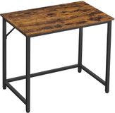 Merkloos Famanu Computertafel - Bureau - Metalen frame - Houten blad - 80 x 50 x 75 cm - Bruin