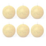 Spaas 6 rustieke bolkaarsen zonder geur, 80 mm, ± 24 uur, ivoor