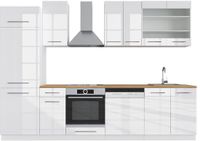 Vicco Fame-Line Unité de cuisine complète – 300 cm, WB Chêne Blanc laqué brillant/blanc