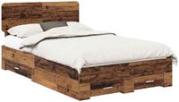 vidaXL Bedframe met lade met opslag Oudhout 120 x 190 cm Bewerkt hout