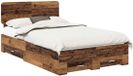 vidaXL Bedframe met lade met opslag Oudhout 120 x 190 cm Bewerkt hout