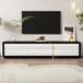 Meuble TV - Meuble TV moderne - Longueur variable 140–260 cm - Pivotant - Fabriqué en MDF et panneau de particules - Blanc, laqué brillant/mat - Détails dorés
