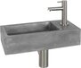 Differnz Juti Fontein - Wasbak Beton - Grijs - Rechte Kraan - Mat Chroom - 38 x 18.5 x 9 cm
