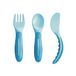 MAM Baby's Cutlery Bestekset, antislip, met vork, lepel en mes, vanaf 6 maanden, blauw