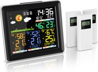 Brandson Weerstation met draadloze buiten sensor, kleuren display, DCF radio-klok, luchtdruk, weersvoorspelling, barometer, wekker, alarm, snooze-functie