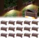 Holland Connections Lumières solaires d'extérieur Étanche pour décoration de jardin - Lumière d'escalier blanc chaud pour patio, escaliers, clôture (Brun) - 16 Pièces