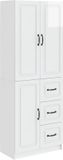 vidaXL Kast - Set - 2 st - Hoogglans Wit - Bewerkt hout