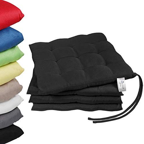 NatureMark Set van 4 stoelkussens met linten 40x40 cm zwart