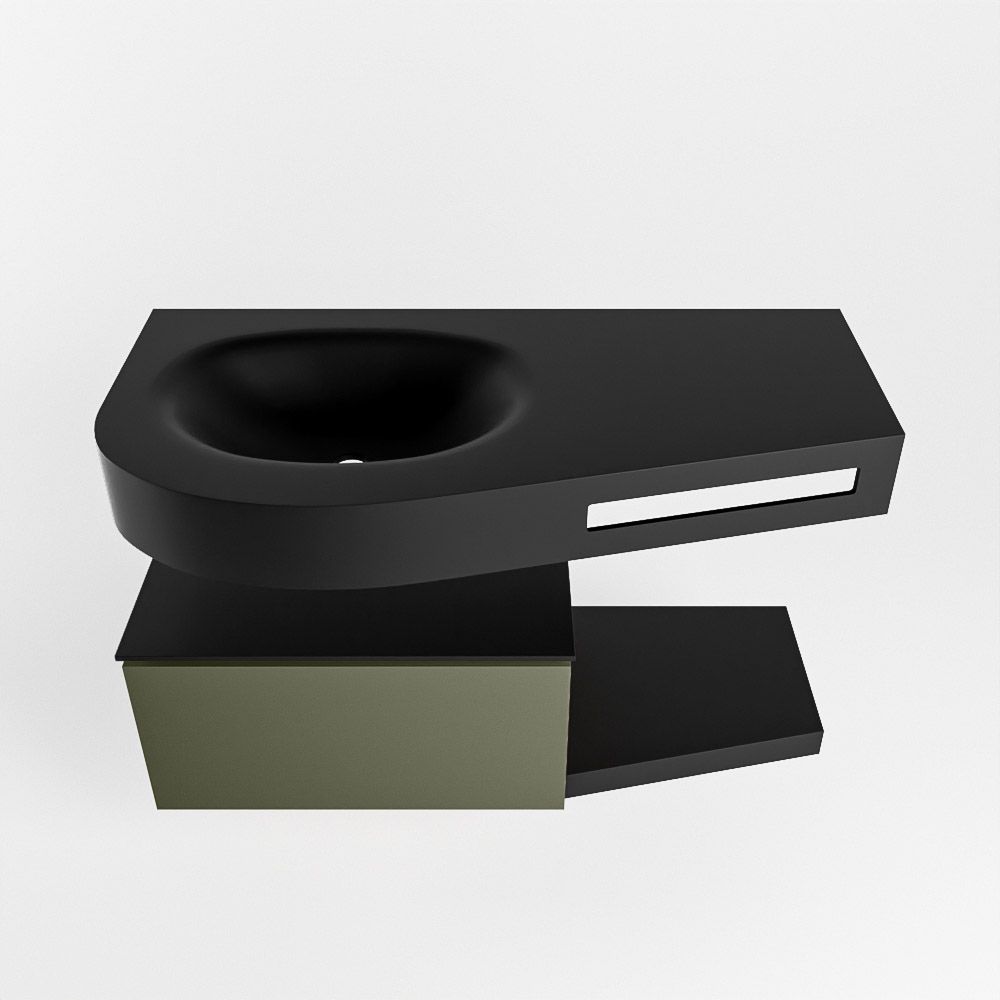 Mondiaz Riva Dulcet badkamermeubel links 100 urban en army - 100 x 50 x 53 cm