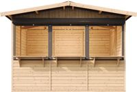 Timbela M150AZ - Houten marktkraam - 6 m² - 263x336xH232 cm - met 3 afsluitbare rolluiken
