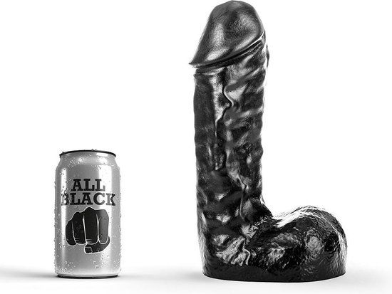 All Black Klassieke Dildo - 24,5 cm - Zwart
