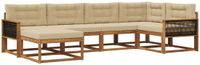 vidaXL Hoek loungeset 6-delig Natuurlijk en Beige Acacia Hout