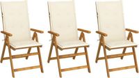 vidaXL Inklapbare stoelen 3 st met kussens massief acaciahout