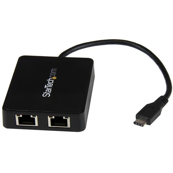 StarTech.com USB-C naar dual Gigabit Ethernet adapter met USB (Type-A) poort