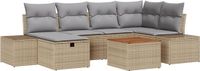 vidaXL Tuinbank - Set - 7-delig - Beige - Poly Rattan