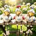 Omgoods - Set de 3 poules décoratives en céramique pour jardin intérieur et extérieur