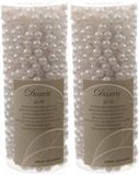 Decoris Kralenslinger - 2x - wit - 10 meter - kunststof - glans - kerstslinger - kerstboom versiering