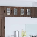 vidaXL Wandglas - Kasten - PORTO - Bruin - Eiken - 60 x 31 x 40 cm - Bewerkt hout