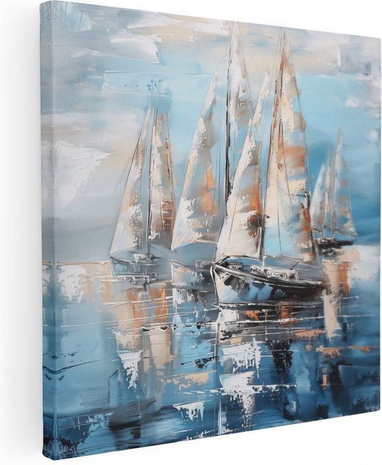 Artaza Canvas Schilderij Zeilboten op Water - 90x90 cm - Canvas Print