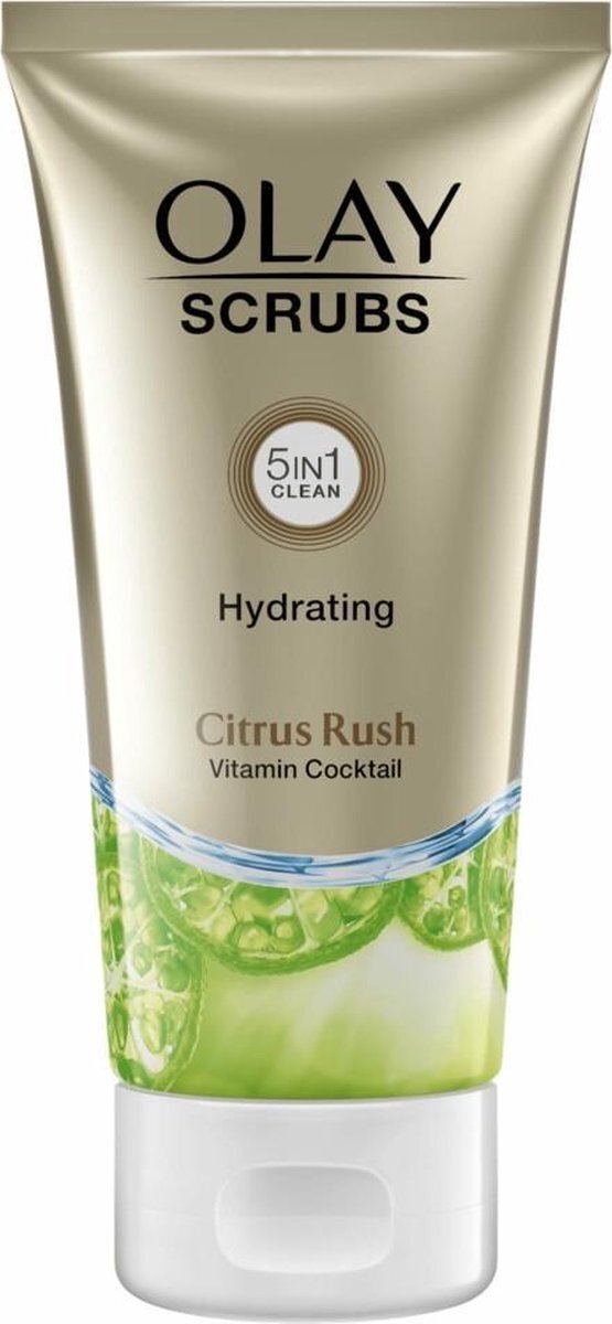 Olay Hydrating Scrub Citrus Rush, Zachte Scrub Voor Schitterende Gloed Met Citrus-Extract En Vitaminen B3, B5 En E, 150ml