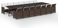 vidaXL 15-delige tuinset met kussens, polyrattan, bruin