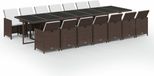 vidaXL 15-delige tuinset met kussens, polyrattan, bruin