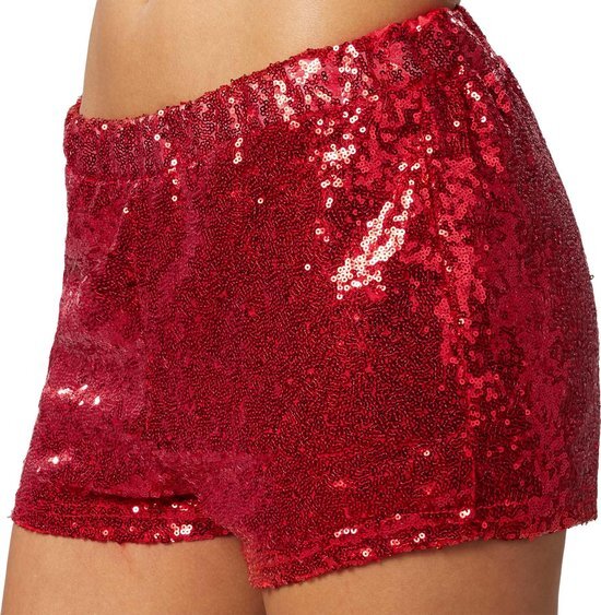 Tectake dressforfun - Pailletten-short rood XL - verkleedkleding kostuum halloween verkleden feestkleding carnavalskleding carnaval feestkledij partykleding - 303914