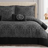 Juicy Couture Dovona Beddengoedset, 4-delige twin/twin XL dekbedset, zwart